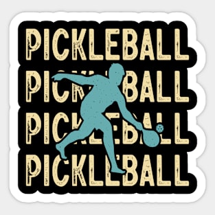 Pickleball five time with a player hitting the ball Sticker